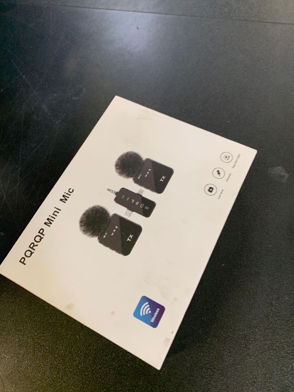 Photo 1 of PQRQP 3 in 1 Microphone for iPhone/Android/Camera, Wireless Microphones, 328ft Transmission, 18H Battery Life, Mini Microphone for Record Interview, Vlogs, YouTube, Tiktok