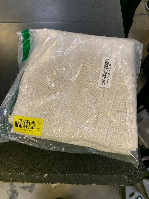 Photo 1 of LAMIT Short Linen Kitchen Window Curtains 36 Inch Length, Over Sink Semi Sheer Light Filtering Panels Back Tab and Rod Pocket Drapes for Basement Bathroom Window, 2 Panels, Cream Ivory?34 x 36 Inch