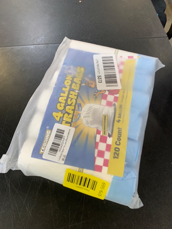 Photo 1 of T.FORING Small Trash Bags 4 Gallon with Drawstring, 1.1 Mil 15 Liter White Thick Unscented Small Plastic Garbage Bags for Bathroom, Wastebasket Liners for Toilet Home Office and Bedroom (4 Gal-120)