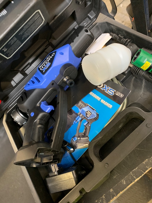 Photo 1 of Ontel Turbo Jet HydroX5 Pro Portable Cordless Pressure Washer (21V 3000mAh Battery), 6-in-1 Nozzle, Dual Water Source, 16ft Detachable Hose