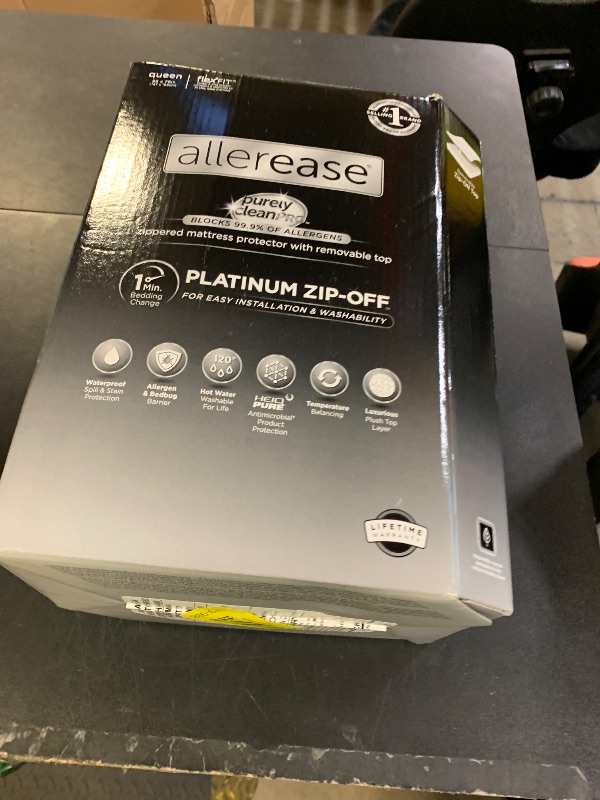 Photo 1 of AllerEase Platinum Zip-Off Top Waterproof Mattress Protector Queen Size 360 Degree Zipper Allergen Barrier Temperature Balancing Luxurious Plush Top Separately Machine Washable Mattress Cover (White)