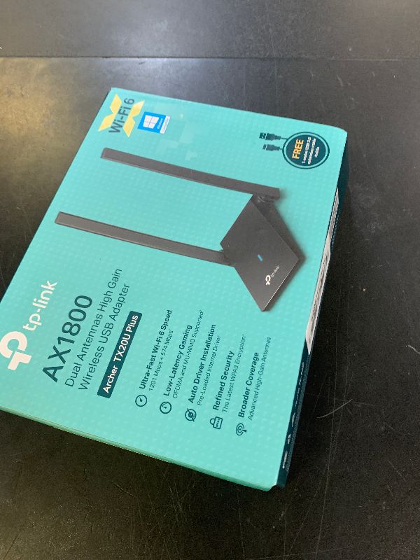Photo 1 of TP-Link WiFi 6 USB Adapter for Desktop PC - (Archer TX20U Plus) AX1800 Wireless Network Adapter with 2.4GHz, 5GHz, High Gain Dual Band 5dBi Antenna, WPA3, Supports Windows 11/10
