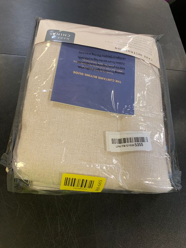 Photo 1 of 100% Blackout Shield Linen Blackout Curtains for Bedroom 96 Inches Long, Back Tab/Rod Pocket Living Room Drapes, Thermal Insulated Blackout Curtains 2 Panels Set, 50" W x 96" L,Cream