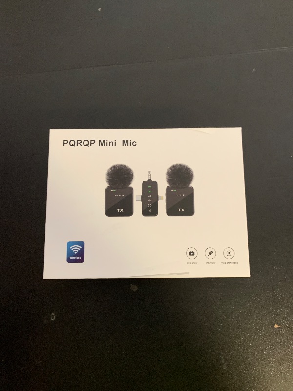 Photo 1 of PQRQP 3 in 1 Microphone for iPhone/Android/Camera, Wireless Microphones, 328ft Transmission, 18H Battery Life, Mini Microphone for Record Interview, Vlogs, YouTube, Tiktok