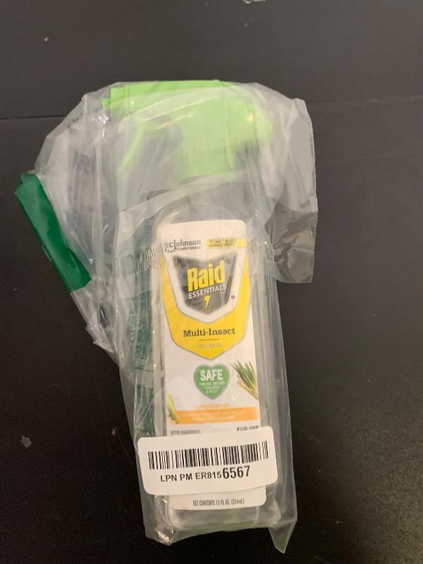Photo 1 of Raid Essentials Multi-Insect Killer Spray Bottle, Child and Pet Safe, for Indoor Use, Lemongrass Scent, 12 fl oz
