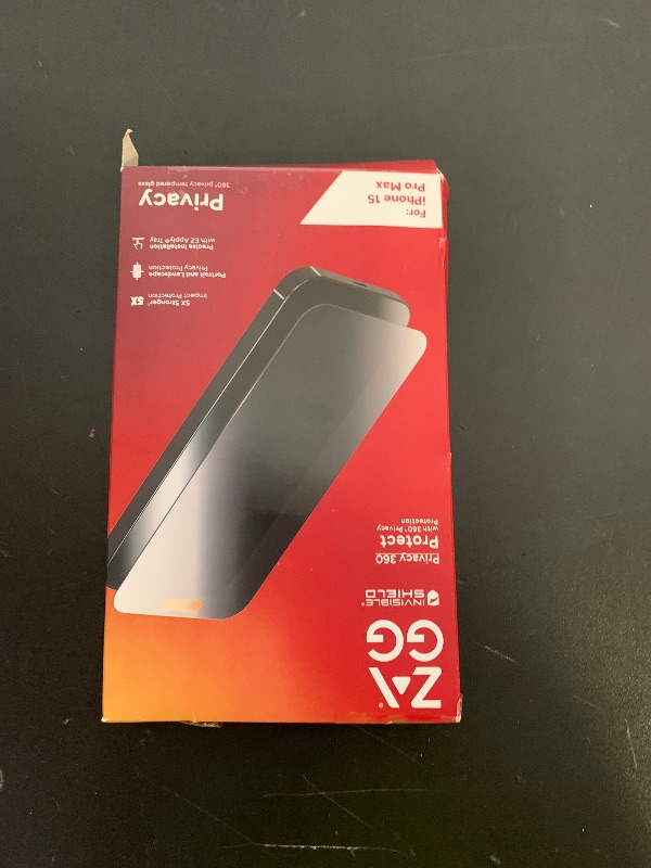 Photo 1 of ZAGG InvisibleShield Glass Elite Privacy 360 iPhone 15 Pro Max Screen Protector - 5X Stronger with Reinforced Edges, 4-Way Privacy Filter, Scratch & Smudge-Resistant Surface, Easy to Install