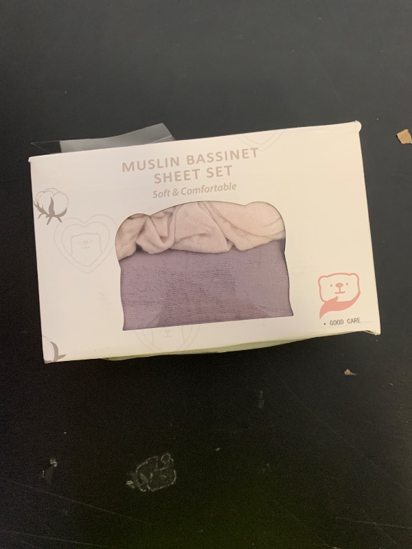 Photo 1 of Bearmoss Bassinet Sheets - 2 Pack Muslin Cotton Bassinet Sheets Fits Oval and Rectangle Bassinet Mattress, Breathable and Skin-Friendly for Baby Boy and Girl (Light Pink&Purple)