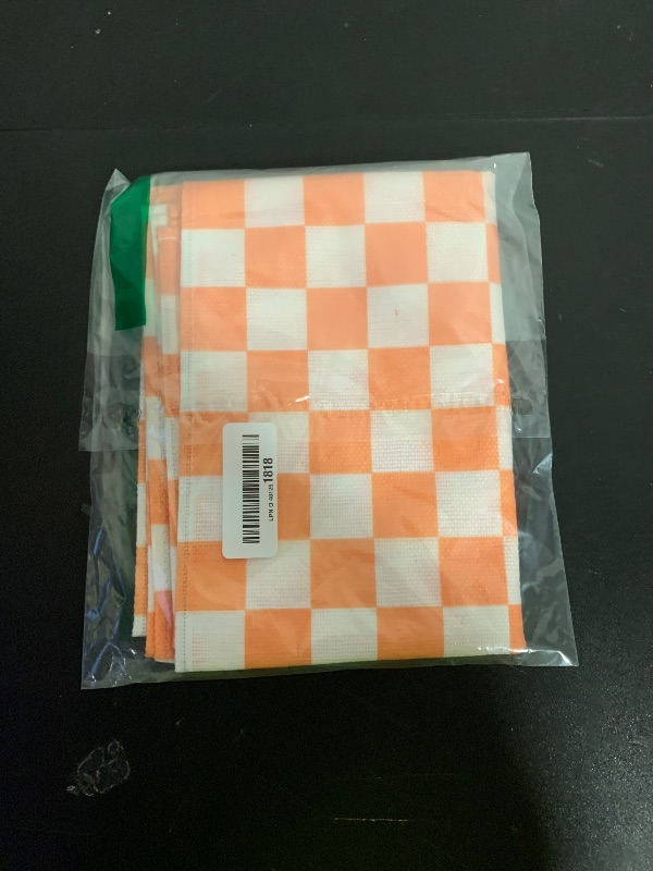 Photo 1 of Orange Football Fall Checkered Table Runner Thanksgiving Harvest Checkerboard Decorations for Wedding Birthday Bridal Baby Shower Home Party Kitchen Island Decor 13" x 72"