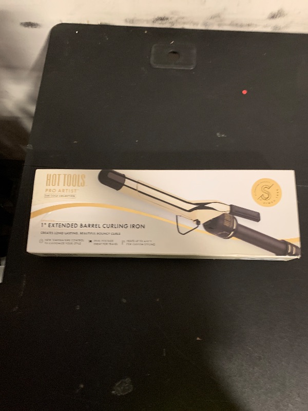 Photo 1 of HOT TOOLS 24K Gold Professional 1" Extended Barrel Curling Iron with Clamp for Bouncy Curls - 24K Gold Technology for Long-Lasting Results & Longer Barrel for Easy Styling