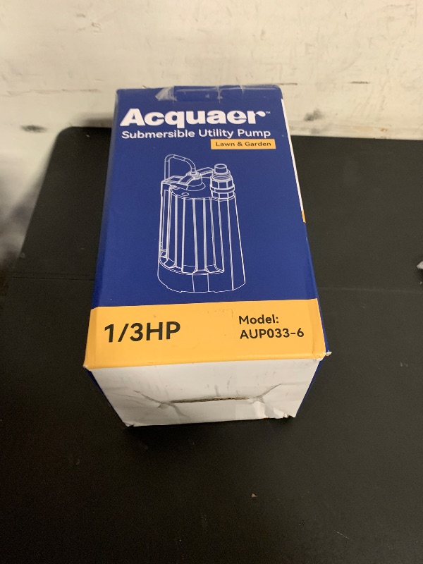Photo 1 of Acquaer 1/3 HP Automatic Submersible Water Pump, 115V Sump Pump with 3/4” Garden Hose Check Valve Adapter,2160 GPH High Flow Water Removal for Swimming Pool Cover Hot Tubs Flooded House Basement