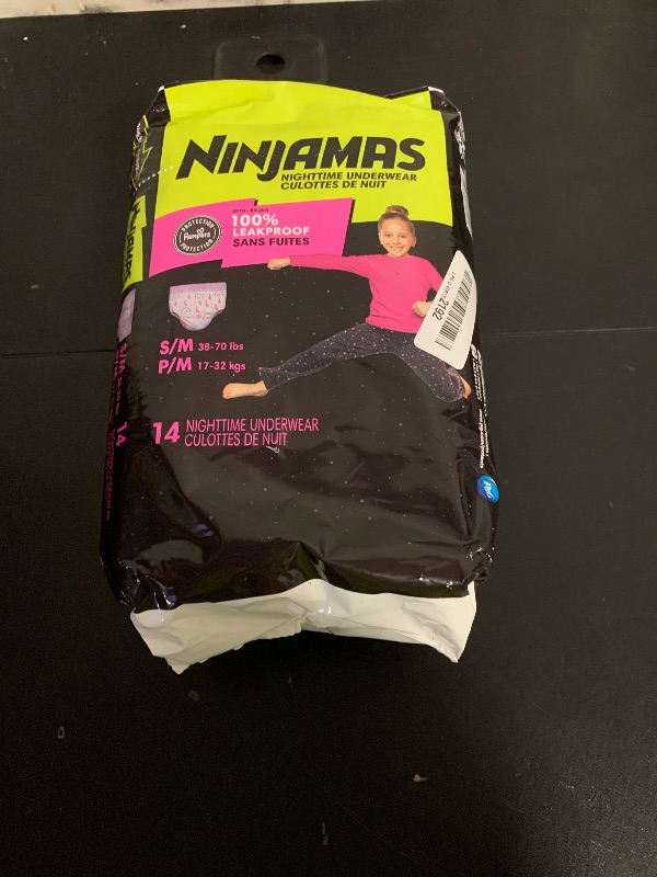 Photo 1 of Ninjamas Girls Bedwetting Nighttime Underwear - Size S/M (38-70 lbs), 14 Count, Overnight Protection, Ultra Absorbent, Hypoallergenic