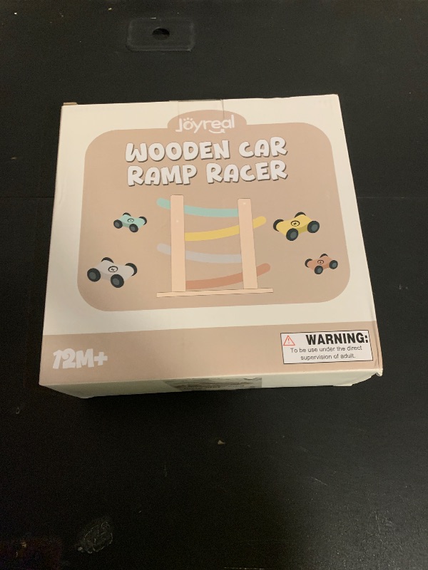 Photo 1 of Car Ramp Toys for One Year Old Boy Birthday Gifts, Wooden Montessori Toys for 1 2 Year Old, Race Track Truck Toy with 4 Mini Cars/1 Parking Lot, First Christmas Birthday Gifts for Toddlers 1-3-2-4
