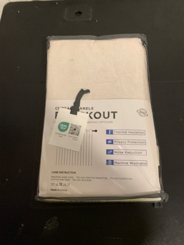 Photo 1 of 100% Blackout Shield Linen Blackout Curtains for Bedroom 84 Inches Long, Back Tab/Rod Pocket Living Room Drapes, Thermal Insulated Blackout Curtains 2 Panels Set, 50" W x 84" L, Cream