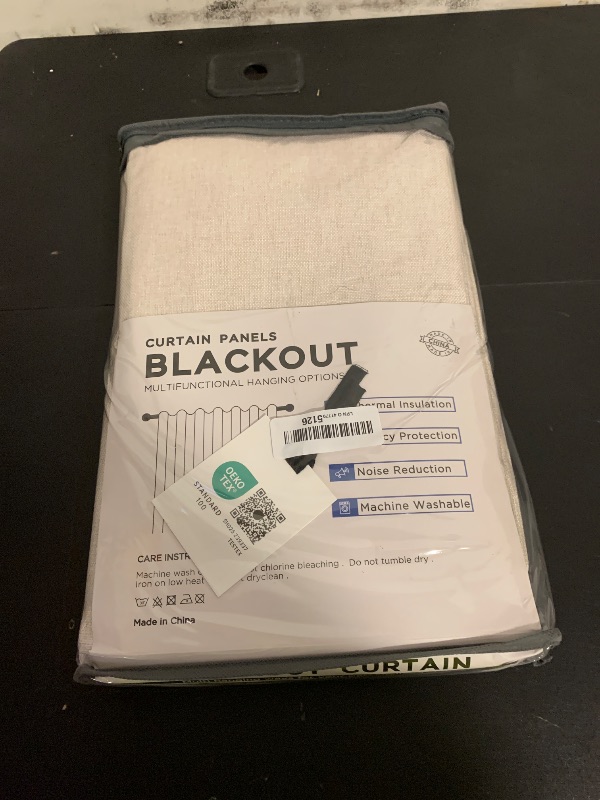 Photo 1 of 100% Blackout Shield Linen Blackout Curtains for Bedroom 84 Inches Long, Back Tab/Rod Pocket Living Room Drapes, Thermal Insulated Blackout Curtains 2 Panels Set, 50" W x 84" L, Cream