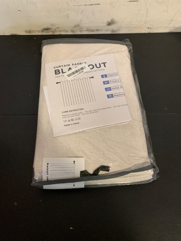 Photo 1 of 100% Blackout Shield Linen Blackout Curtains for Bedroom 84 Inches Long, Back Tab/Rod Pocket Living Room Drapes, Thermal Insulated Blackout Curtains 2 Panels Set, 50" W x 84" L, Cream