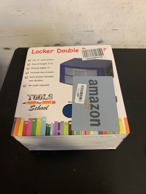 Photo 1 of Tools for School Locker Drawer. Includes 2 Removable Drawer Dividers. Heavy Duty. Fits 12" Wide Locker (Blue Double)