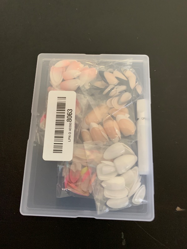 Photo 1 of 6 Packs Press On Nails Almond, Misssix French Tip Press On Nails Short, Reusable Glue On Nails, Gel Fake Nails for Women, Stick On Nails Kit 15 Sizes-6 styles in total