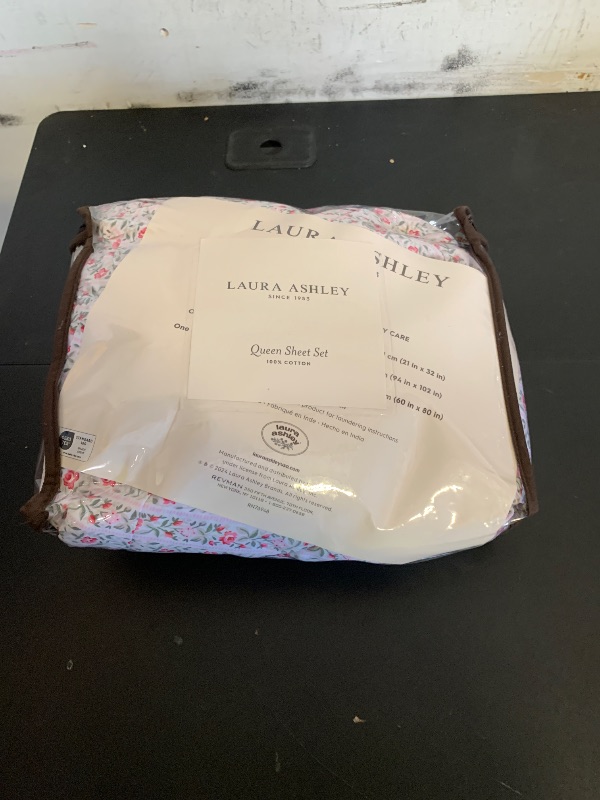 Photo 1 of Laura Ashley - Queen Sheet Set, Buttery-Soft Bed Sheets with a Naturally Silky Smooth Cotton Sateen Lightweight Feel - Matching Pillowcases & Fitted Sheet (Marta Stripe Pink)