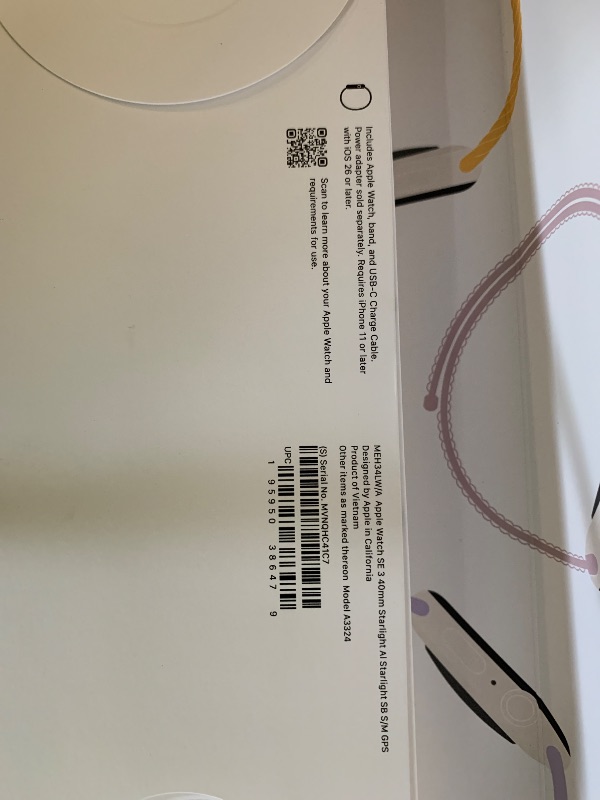 Photo 1 of Apple Watch SE 3 [GPS 40mm] Smartwatch with Starlight Aluminum Case with Starlight Sport Band - S/M. Fitness and Sleep Trackers, Heart Rate Monitor, Always-On Display, Water Resistant