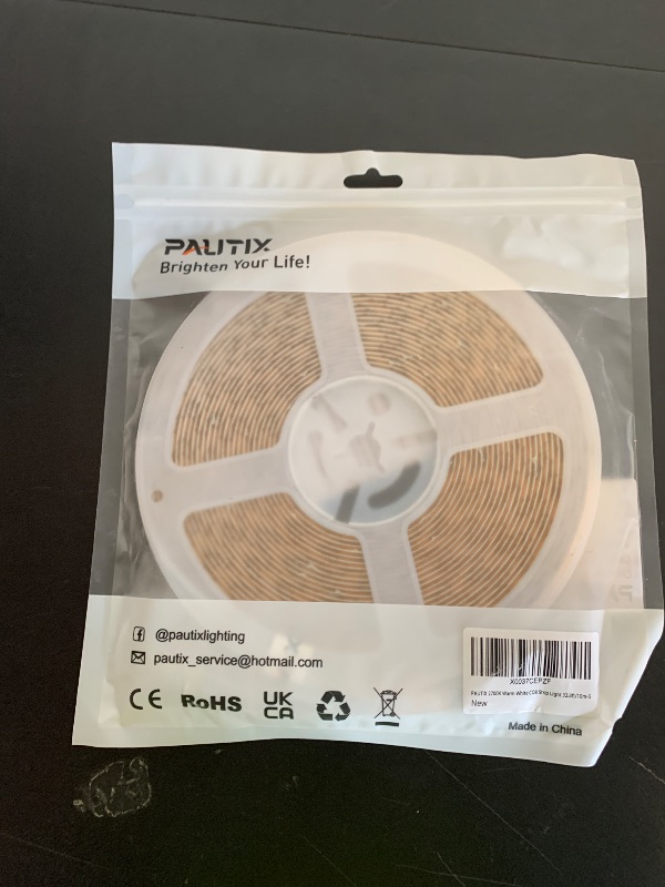 Photo 1 of PAUTIX COB LED Strip Light 32.8ft/10m 5040LEDs Warm White 2700K,High Lumen Flexible CRI93+ LED Tape Super Bright DC24V,for Cabinet Home DIY Lighting Projects(Power Supply & Controller Not Included)