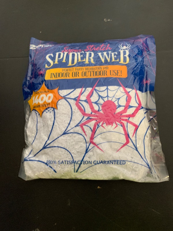 Photo 1 of 1400 sqft Halloween Spider Webs Decorations with 150 Extra Fake Spiders, Super Stretchy Cobwebs for Halloween Decor Indoor and Outdoor