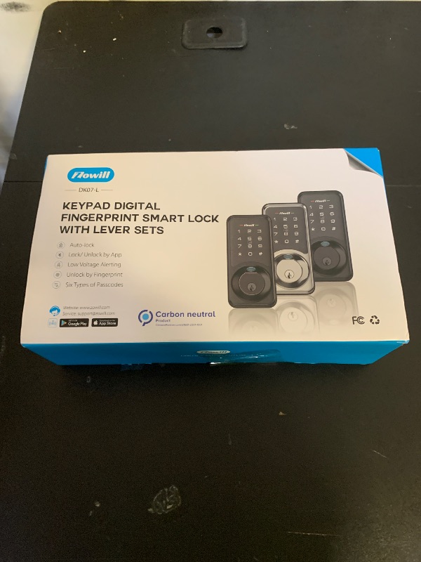 Photo 1 of Smart Door Lock Set for Front Door, Zowill 7-in-1 Fingerprint Deadbolt with App Control, Keyless Entry Door Lock with 2 Lever Handles, Biometric,Touchscreen Keypad, Auto Lock, Matte Black