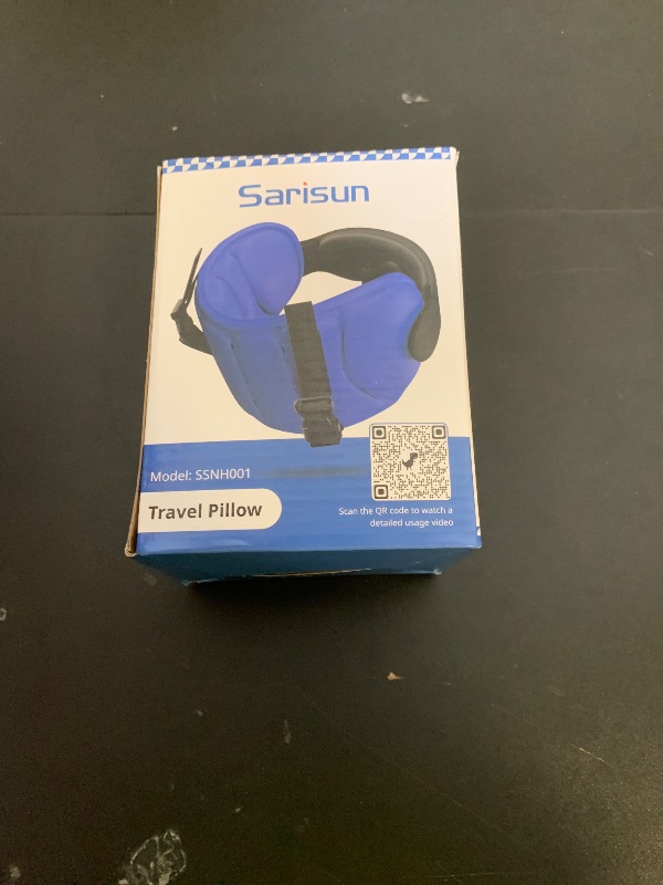 Photo 1 of SARISUN Travel Pillows for Airplanes, Airplane Pillow for Long Flight, Airplane Head Strap with Eye Mask for Sleep, Travel Neck Pillow for Car Road Trip, 360° Support Headrest, Stop Bobblehead, Black
