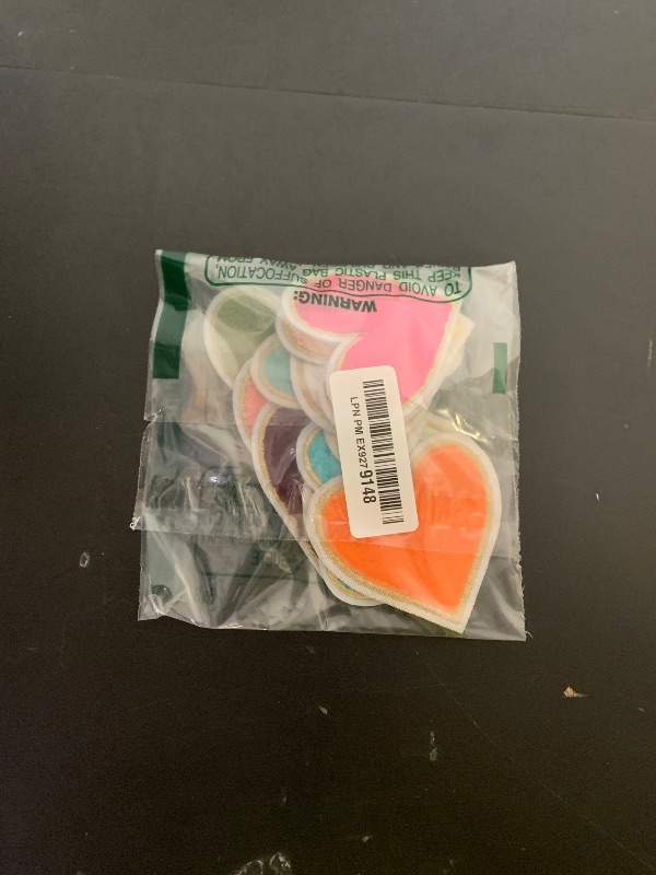 Photo 1 of 12Pcs Heart Iron On Patches Chenille Iron On Patches Cute Iron Patches for Clothing Colorful Embroidery Patch for Clothes Jackets Jeans Hats Bags