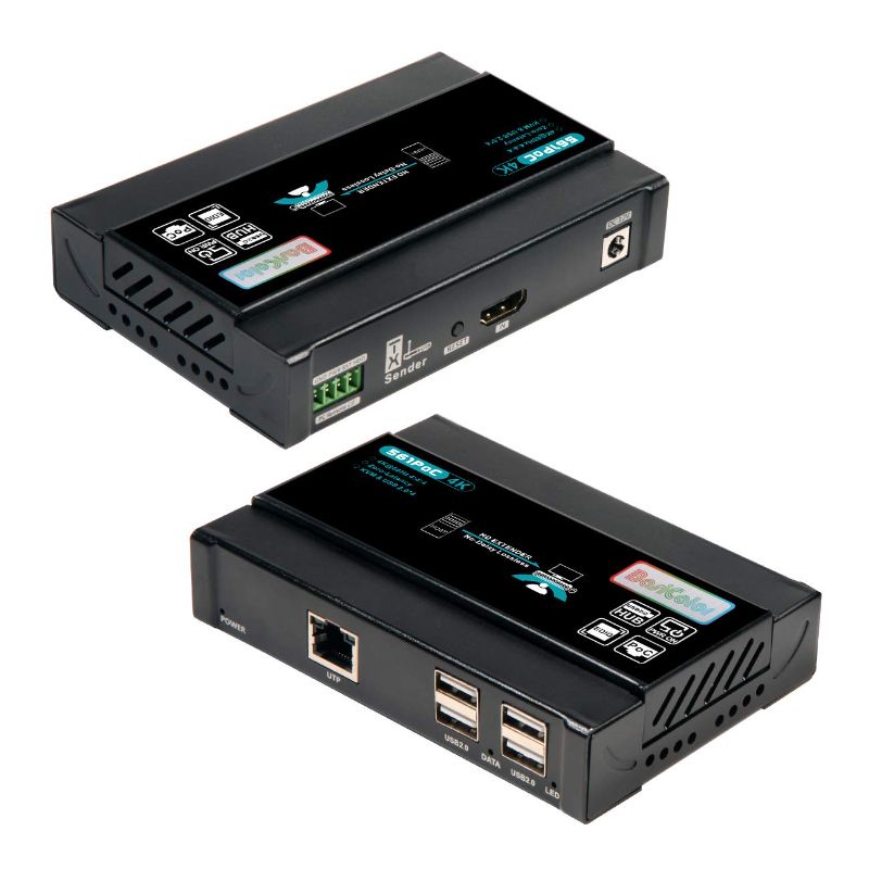 Photo 1 of Basicolor HDMI KVM USB Extender, 4K@60Hz Ethernet Extender Over Cat5 Cat6 Up to 196Ft(60m), Video Transmit Lossless and Near Zero Latency, Plug&Play HDMI to Rj45, 4xUSB2.0
