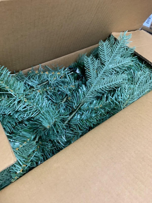 Photo 1 of 5 FT Artificial Skinny Christmas Tree,Unlit Blue Spruce Slim Pencil Xmas Tree with 926 PE&PVC Mixed Branch Tips,Hinged Pine Tree with Metal Stand for Home Office Décor