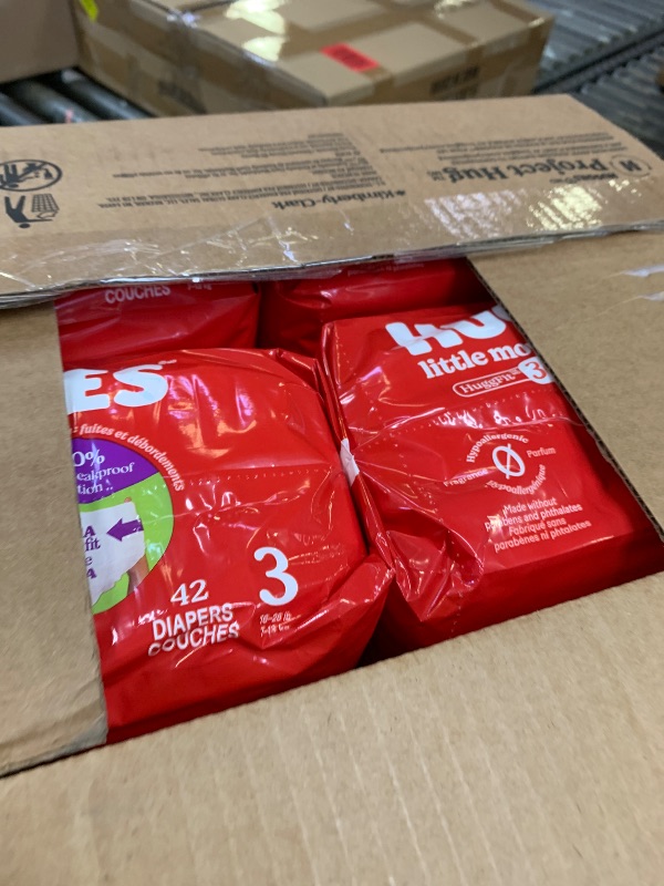 Photo 1 of Huggies Size 3 Baby Diapers, Little Movers HuggFit 360° Baby Diapers with 360° Waistband, Size 3 (16-28 lbs), 168 Count (3 Packs of 56), Packaging May Vary