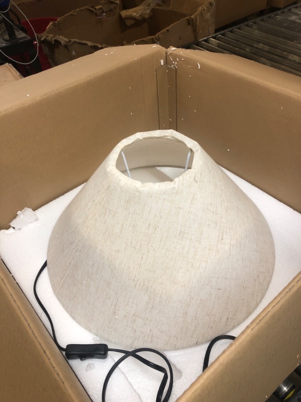 Photo 1 of Rustic Farmhouse Clay Pot Table Lamps 19.6" Tall Ceramic Table Lamp, American Southwestern Textured Ceramic Lamp Body with White Textured Shade Bedside Table Lamp for Living Room Bedroom Office