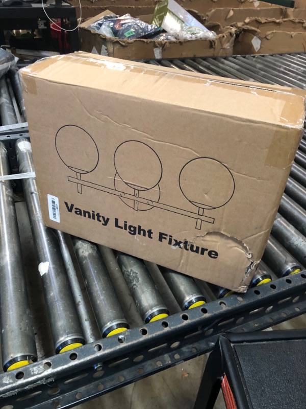 Photo 1 of 3-Light Bathroom Light Fixtures, Brushed Nickel Vanity Lights for Bathroom with Milky White Ball Shades, 18.9 inch Bathroom Lighting Fixtures Over Mirror, Wall Sconce for Bedroom (Exclude G9 Bulb)