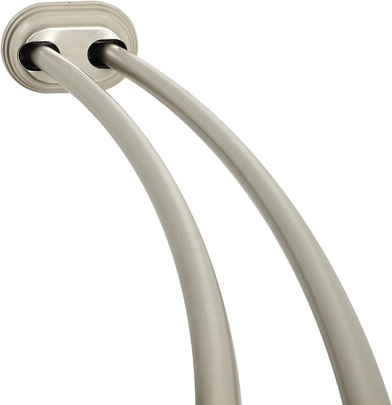 Photo 1 of Home Rustproof Double Curved Shower Curtain Rod, No Drill Adjustable Curved Tension Shower Curtain Rod for Bathroom, Easy Install, Rounded for Extra Room, 50 to 72 Inches