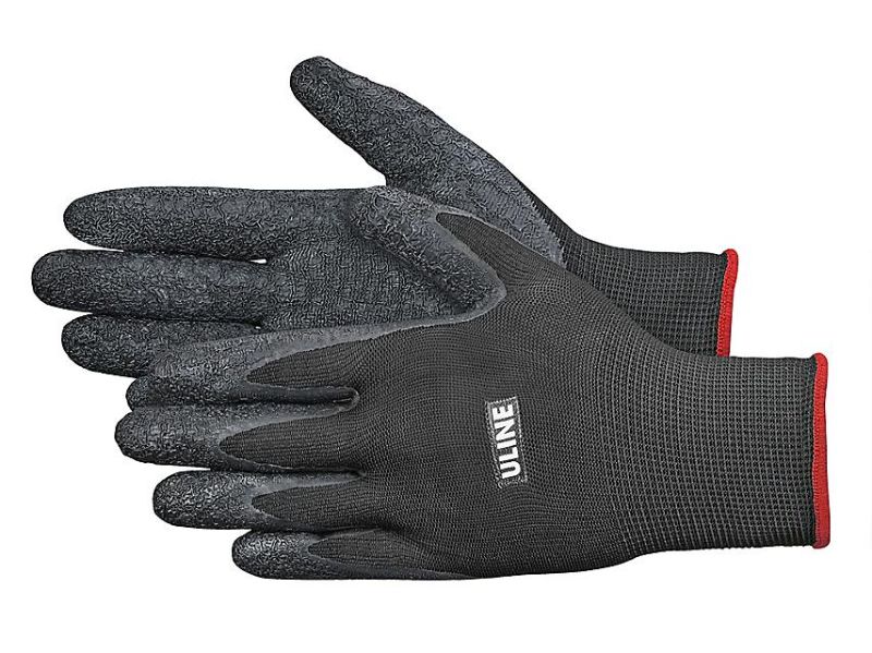 Photo 1 of Uline Gription® Flex Latex Coated Gloves - Black, Large