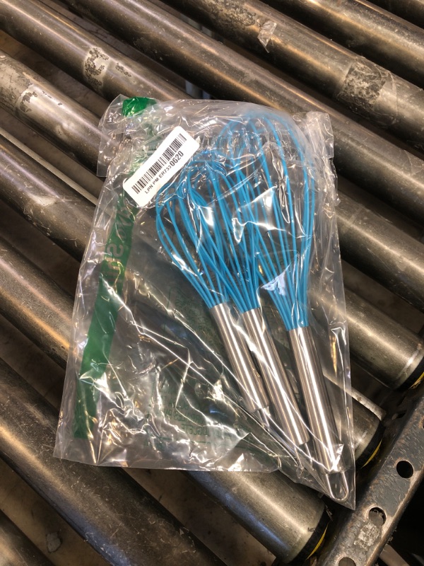 Photo 1 of OYV Silicone Whisk,Heat Resistant 480°F Whisks For Cooking Non Scratch,Stainless Steel wired wisk,Plastic Rubber Whisk Tool For Nonstick Cookware Pans,Silicon Wisks Set of 4,Blue