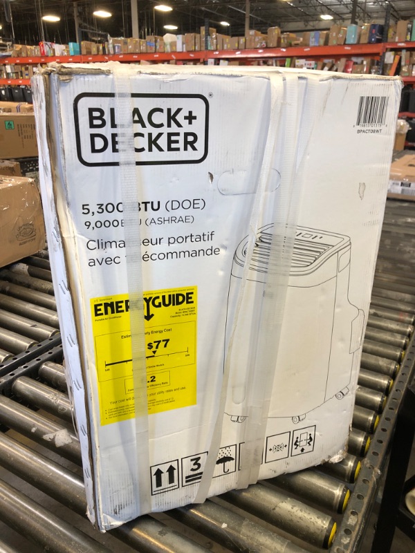 Photo 1 of BLACK+DECKER Portable Air Conditioner, 9,000 BTU (5,300 BTU SACC) for Rooms up to 400 Sq. Ft., Portable AC with Follow Me Remote Control and Window Kit, BPACT08WT, White