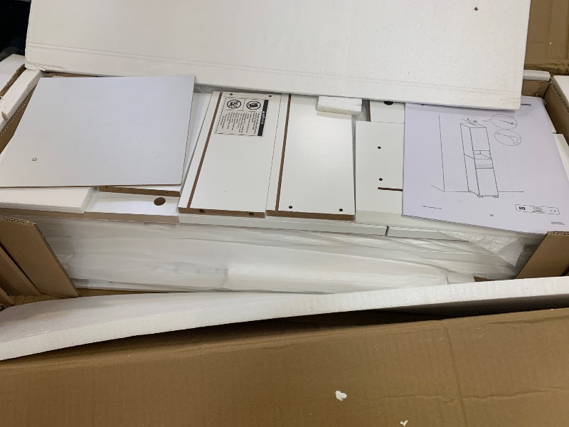Photo 1 of VASAGLE BBC560P31 Bathroom Cabinet with Drawer, Adjustable Shelves, Open Compartment, 30 x 30 x 170 cm, Classic White