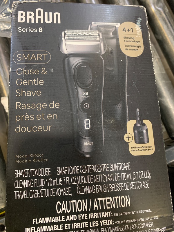 Photo 1 of Braun Series 8 8560cc Electric Razor for Men, 4+1 Shaving Elements & Precision Long Hair Trimmer, 5in1 SmartCare Center, Close & Gentle Even on Dense Beards, Wet & Dry Electric Razor, 60min Runtime