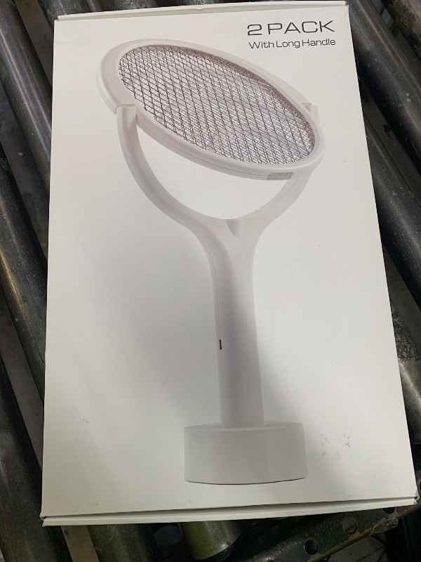 Photo 1 of 2-Pack GeckoMan Rotating Head Electric Fly Swatter Racket Rechargeable Bug Zapper Racket Bug Zapper Indoor Fly Zapper Mosquito Zapper Flies Killer for Indoors, with 2 Telescopic Extensions