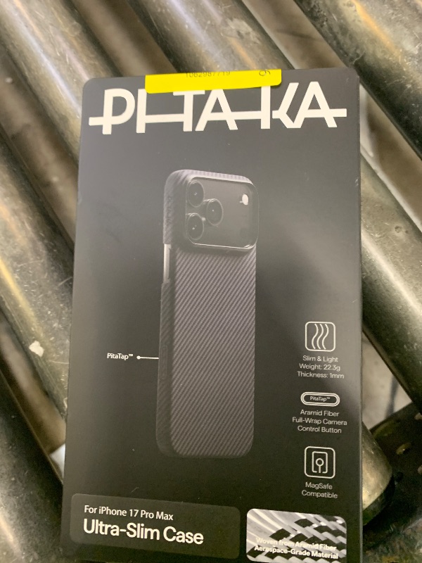 Photo 1 of pitaka for iPhone 17 Pro Max Case 6.9" with Camera Control Button, Compatible with MagSafe, Ultra-Slim Case with Caseless Touch Feeling, 600D Aramid Fiber Woven, Black/Grey(Twill)