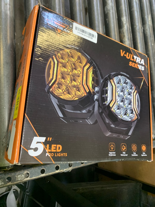 Photo 1 of Auxbeam V-Ultra Series 5" 172W Side Shooter Offroad Fog Lights, Amber DRL Function 3 Modes, 270 Degree Wider Range, 20400LM Round LED Pods Light Bar with Protective Covers, Pair