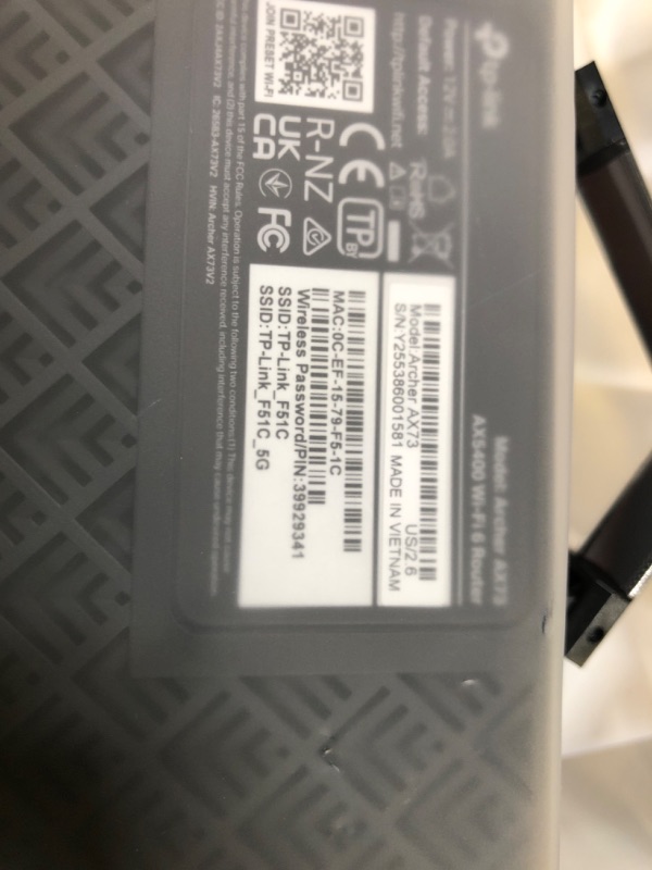 Photo 1 of TP-Link AX5400 WiFi 6 Router (Archer AX73)- Dual Band Gigabit Wireless Internet Router for Streaming, Long Range Coverage