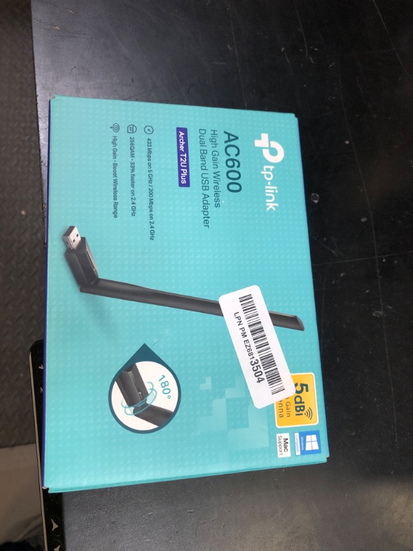 Photo 1 of TP-Link AC600 USB WiFi Adapter for PC (Archer T2U Plus)- Wireless Network Adapter for Desktop with 2.4GHz, 5GHz High Gain Dual Band 5dBi Antenna, Supports Win11/10/8.1/8/7/XP, Mac OS 10.9-10.14, Black