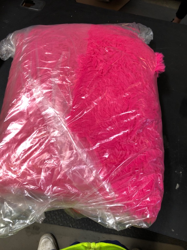 Photo 1 of Awaytail Fluffy Rug Washable 4x6 Feet, Hot Pink Fuzzy Rugs for Bedroom Girls, Flame Retardant Plush Shaggy Rug Home Decor