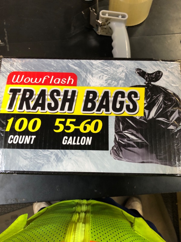 Photo 1 of 100 Count 55-60 Gallon Trash Bags, Sturdy & Tear-Resistant Commercial Can Liners 55 Gallon, Large Garbage Bags, Large Black Trash Bags for Commercial, Lawn and Leaf Bags