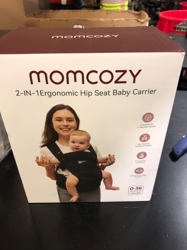 Photo 1 of Momcozy Baby Carrier with Hip Seat, 2-in-1 Forward-Facing Carry for Active Babies, Detachable Hands-Free Infant Carrier up to 44lbs, All Seasons Toddler Carrier Fits Waist Sizes up to 45 Inches, Black