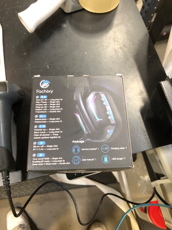 Photo 1 of Fachixy Wireless Gaming Headset with LED Light for PS5, PS4, PC, Switch, Laptop, Mac - 2.4GHz & Bluetooth 5.4, 50H Battery, Flip Mic, Lossless Audio, Foldable, Immersive Gaming