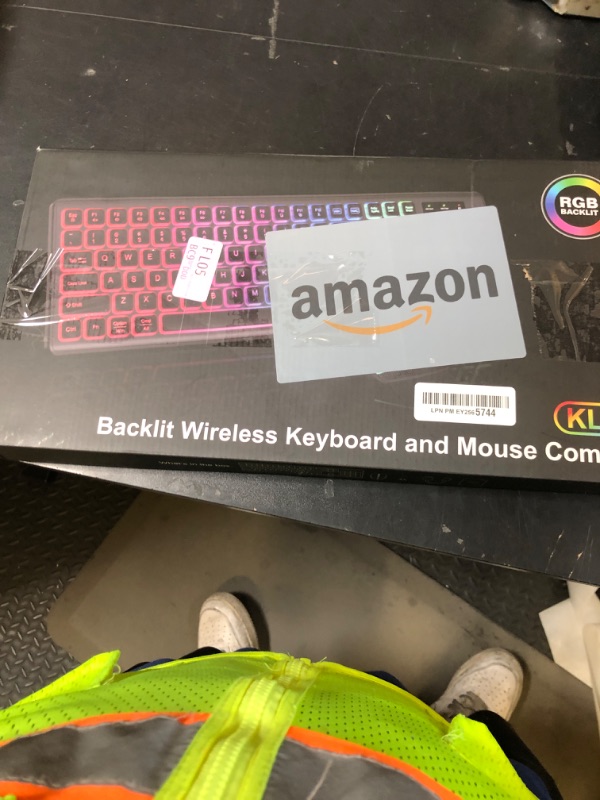 Photo 1 of Wireless Keyboard and Mouse Combo - RGB Backlit, Rechargeable & Light Up Letters, Full-Size, Ergonomic Tilt Angle, Sleep Mode, 2.4GHz Quiet Keyboard Mouse for Mac, Windows, Laptop, PC