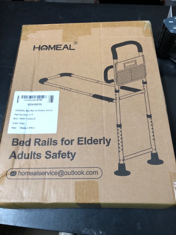 Photo 1 of HOMEAL Bed Rails for Elderly Adults Safety, ASTM Approved Adjustable Bedside Assist Rail for Seniors, Non-Slip Ergonomic Handle & Reinforced Support Bar, 350lb Tested, Motion Light & Fixing Strap(Grey